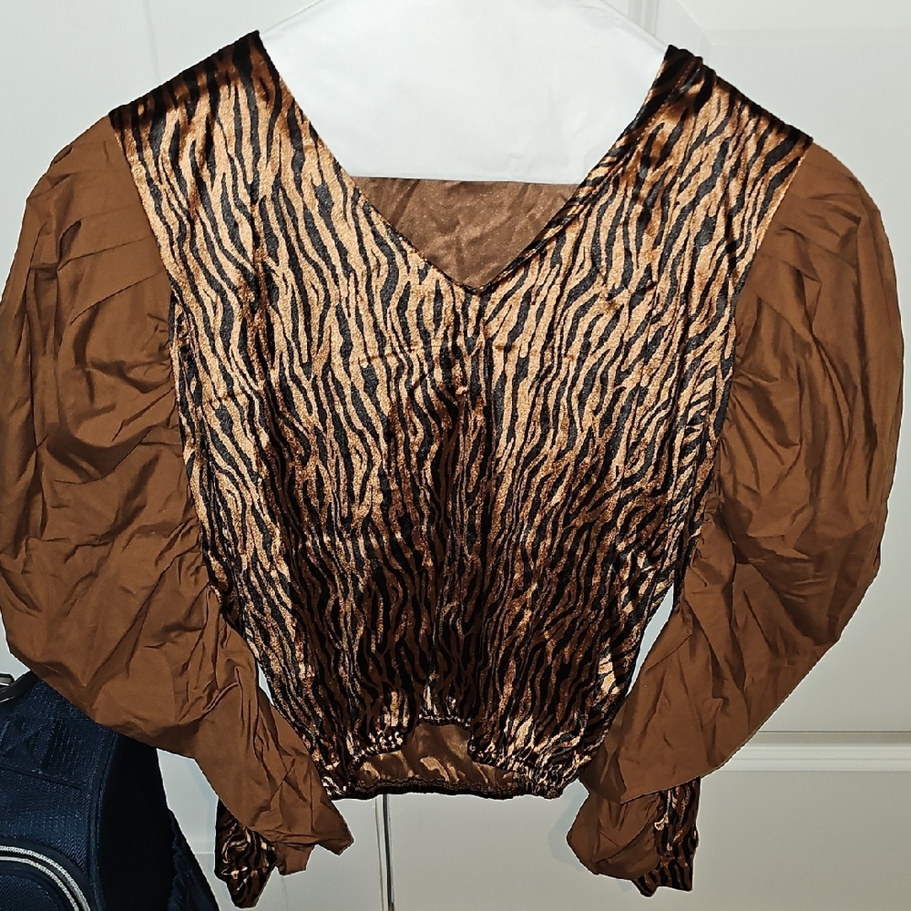 Brown Animal Print Women's Top